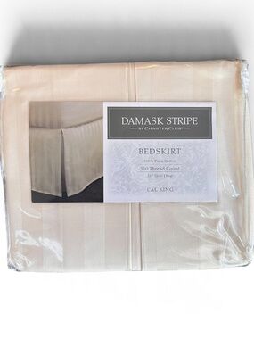 Charter Club Damask Stripe 500 Thread Count 100% Pima Cotton Bedskirt Cal King
